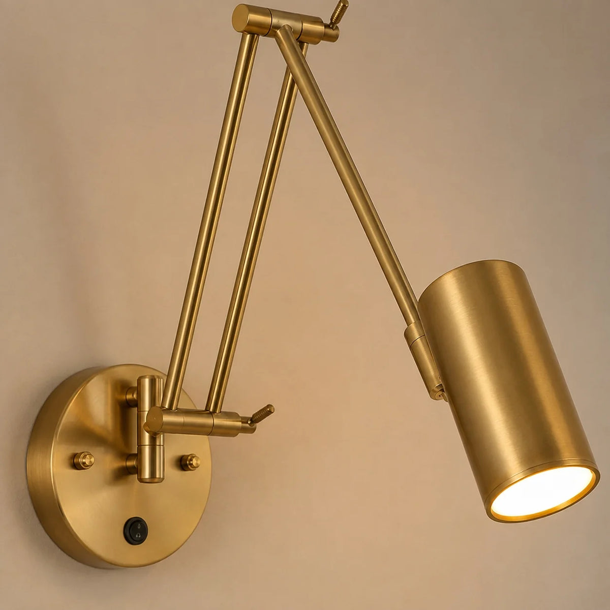 Wall Sconce Adjustable Swing Arm Matte Black & Gold