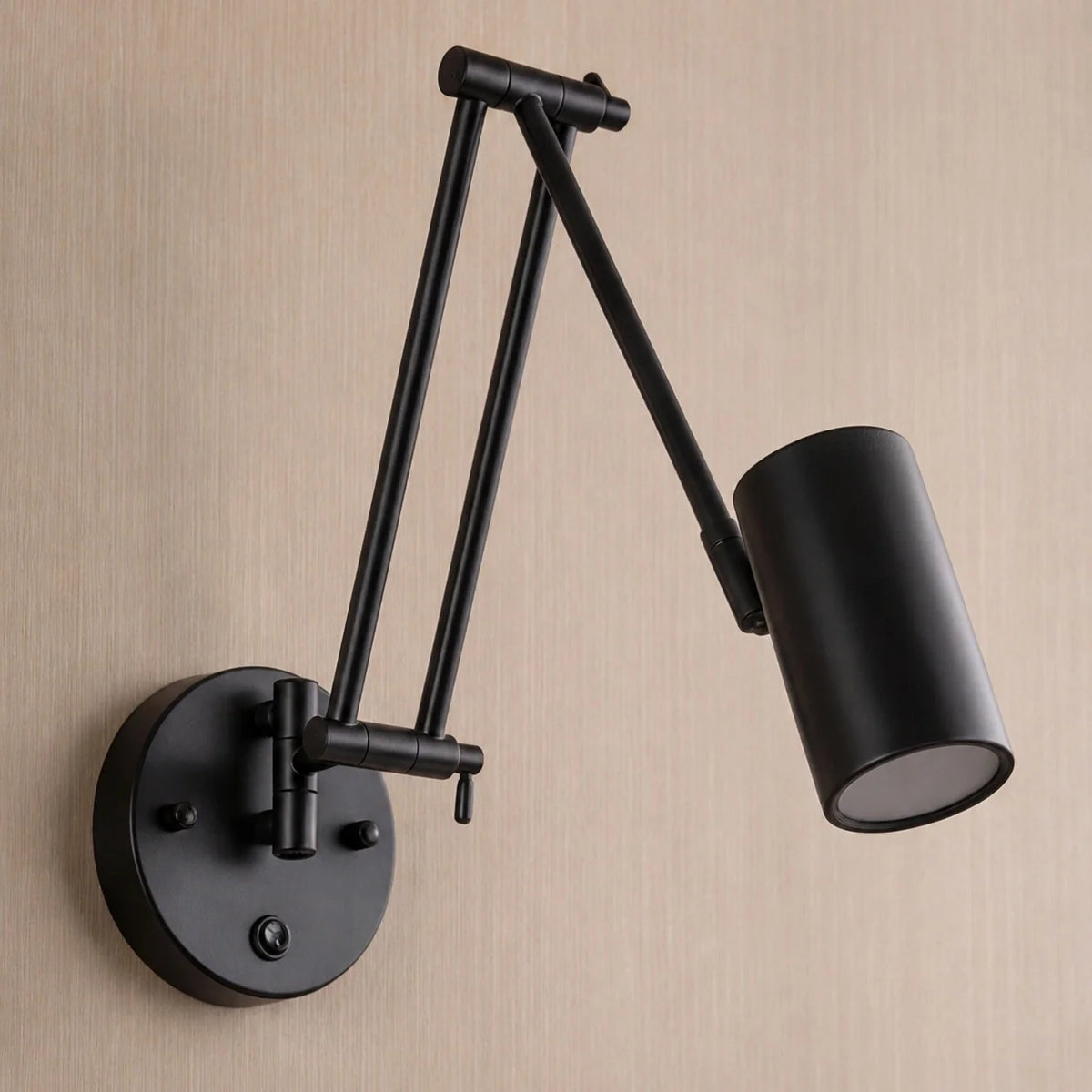 Wall Sconce Adjustable Swing Arm Matte Black & Gold