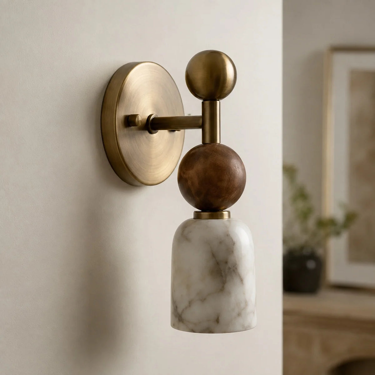 Wall Sconce Alabaster & Dark Marble Hardwired