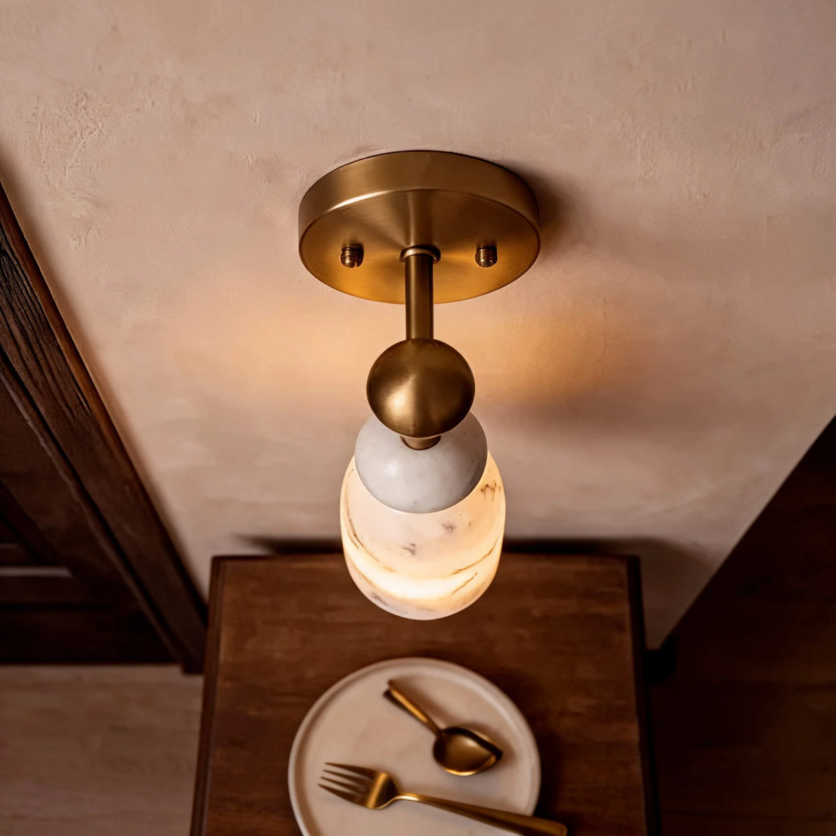 Wall Sconce Alabaster & Dark Marble Hardwired