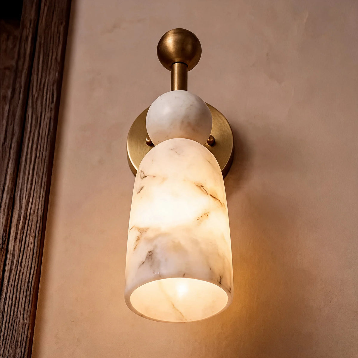 Wall Sconce Alabaster & Dark Marble Hardwired