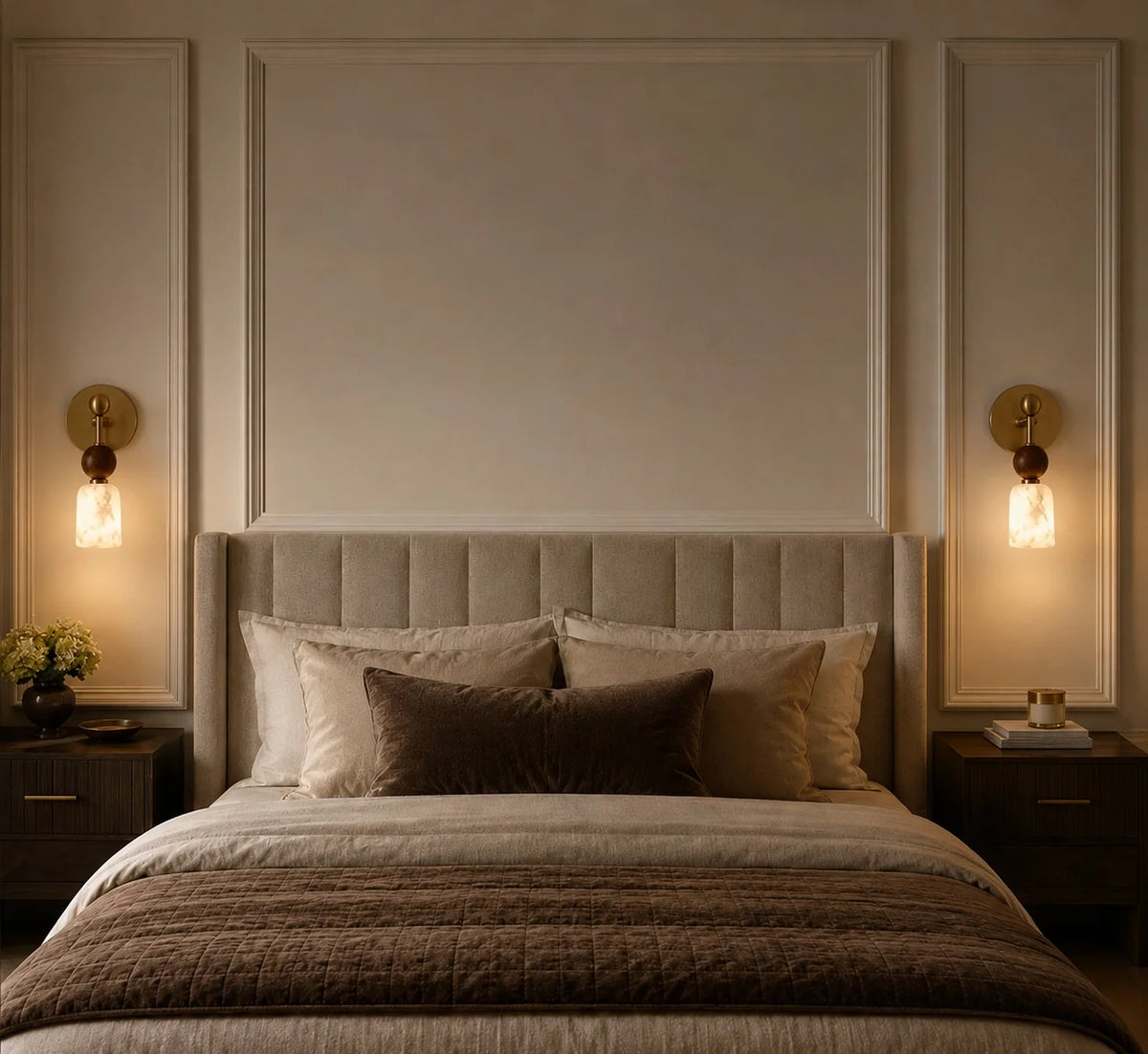 Wall Sconce Alabaster & Dark Marble Hardwired