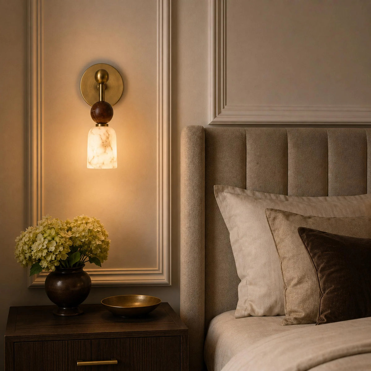 Wall Sconce Alabaster & Dark Marble Hardwired