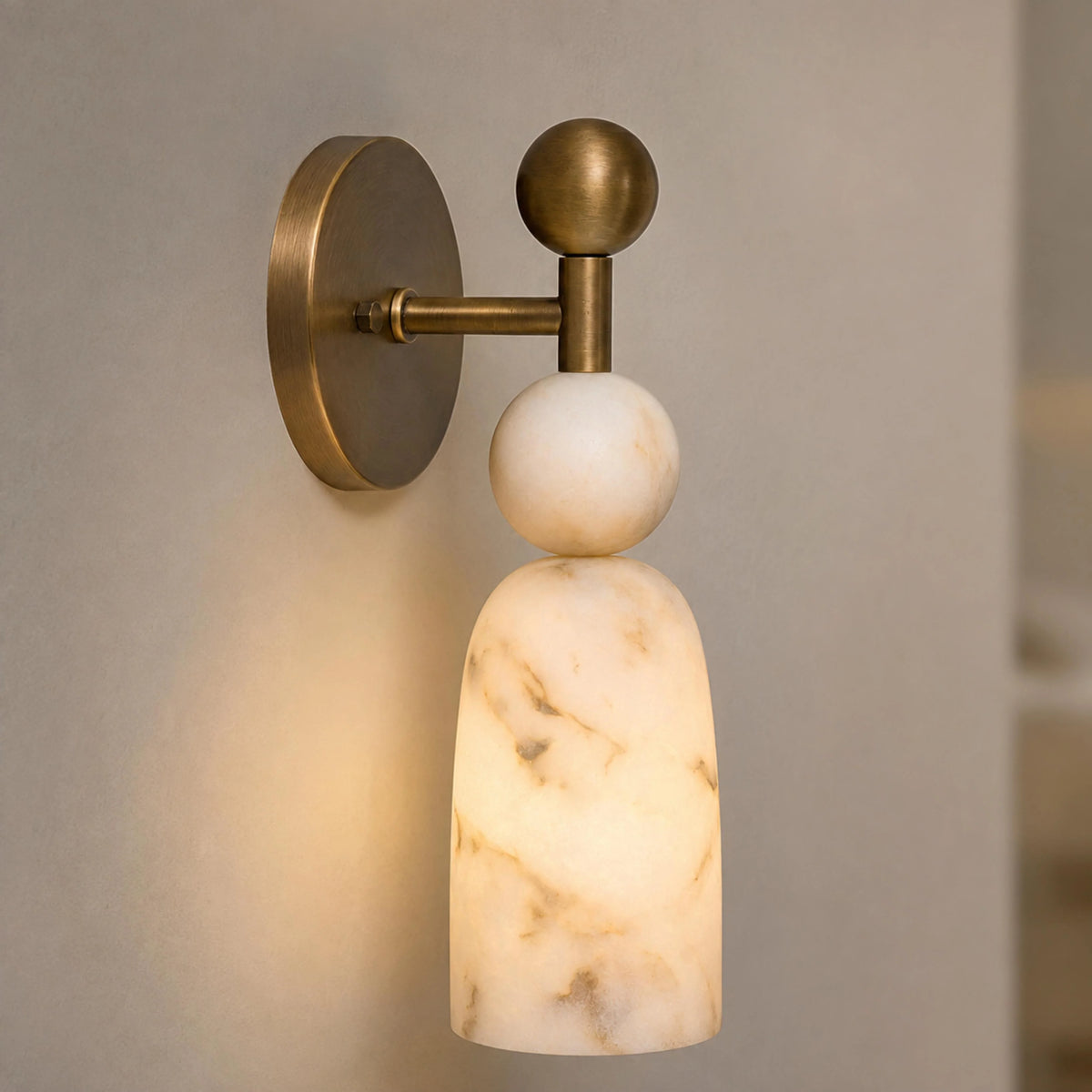 Wall Sconce Alabaster & Dark Marble Hardwired