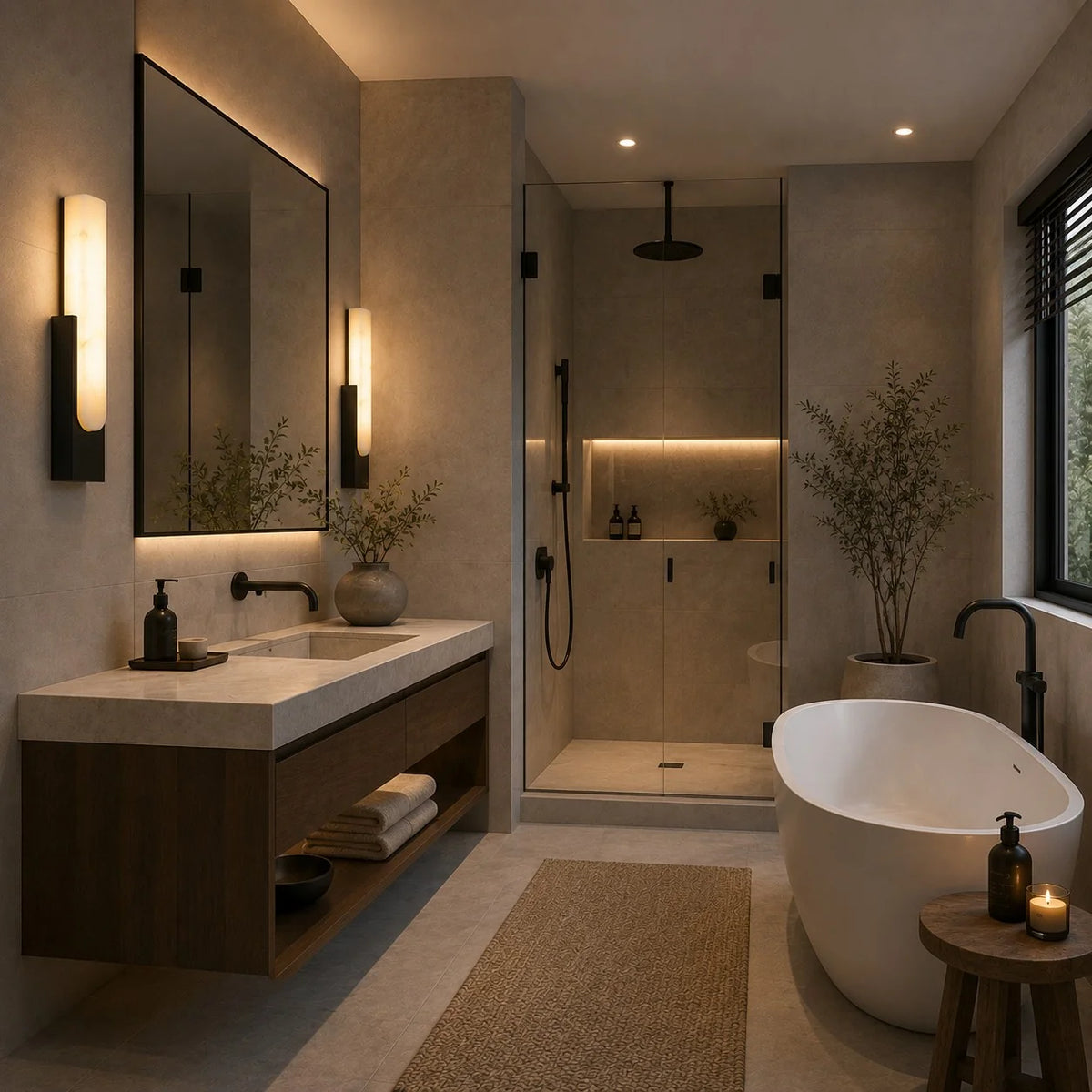 Wall Sconce Alabaster Shade Integrated Warm LED Flush Mount
