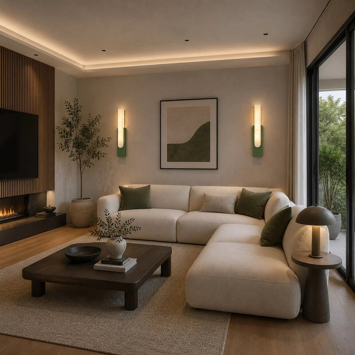 Wall Sconce Alabaster Shade Integrated Warm LED Flush Mount