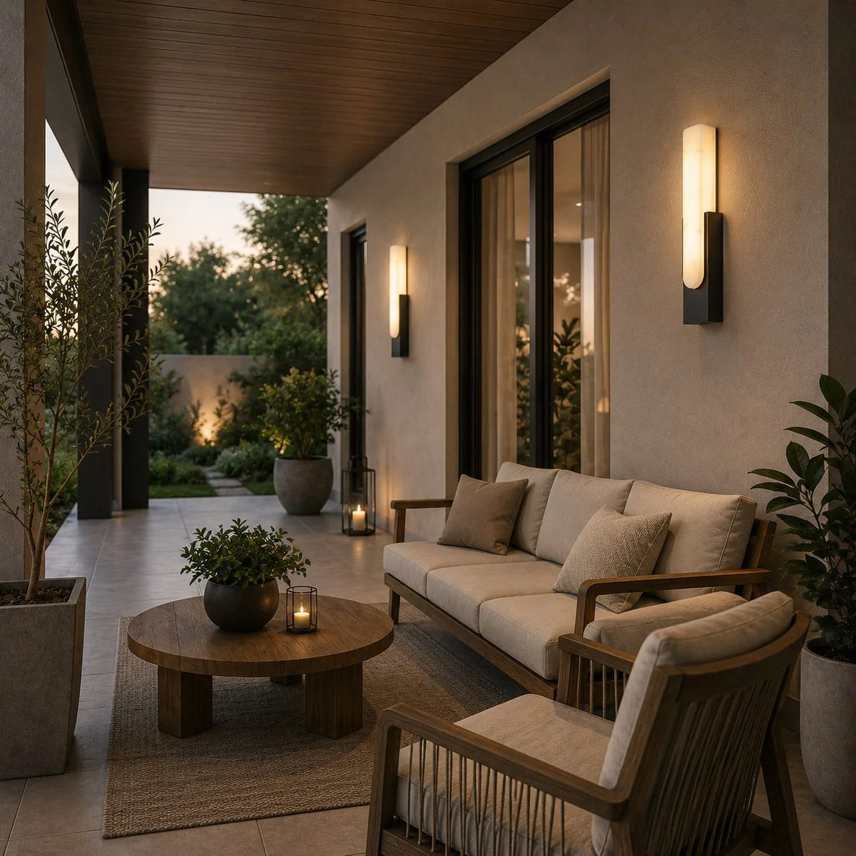 Wall Sconce Alabaster Shade Integrated Warm LED Flush Mount