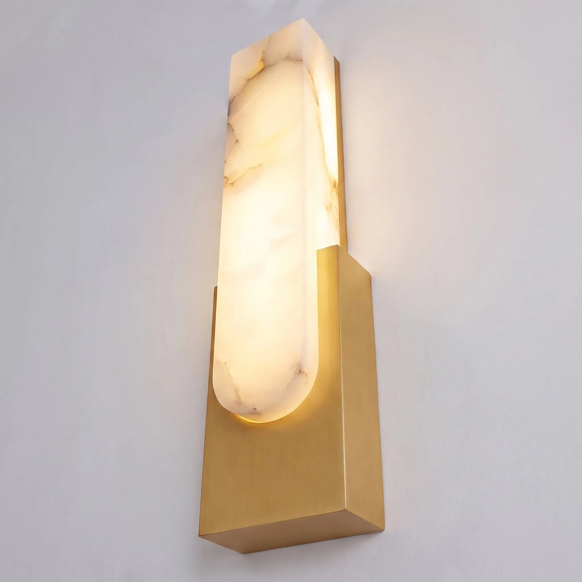 Wall Sconce Alabaster Shade Integrated Warm LED Flush Mount