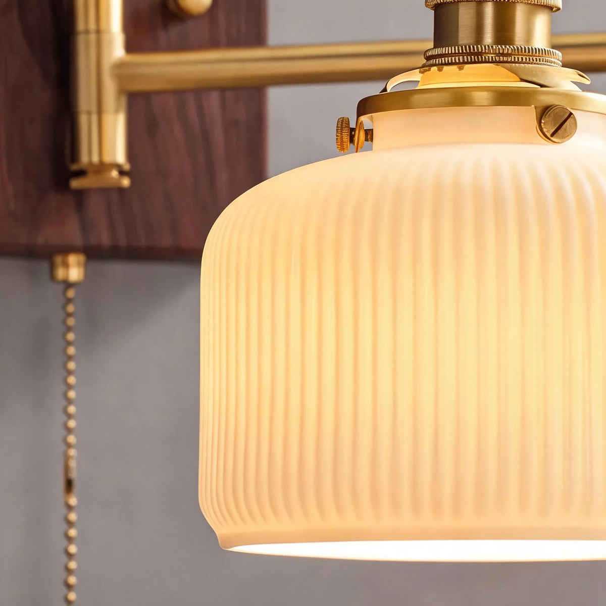 Wall Sconce Geometric Ceramic Walnut & Brass