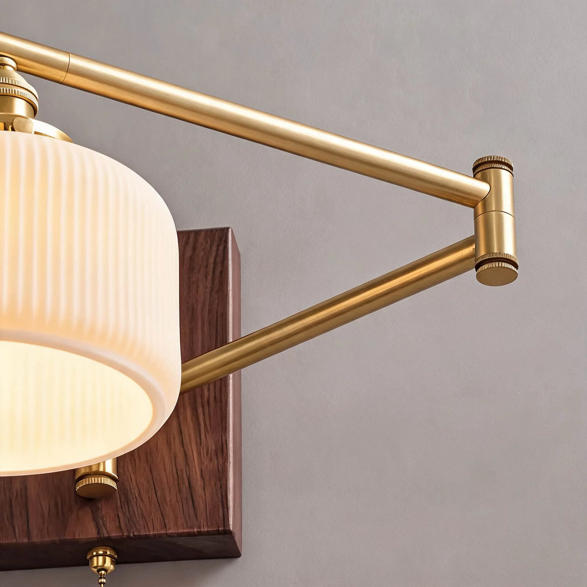 Wall Sconce Geometric Ceramic Walnut & Brass