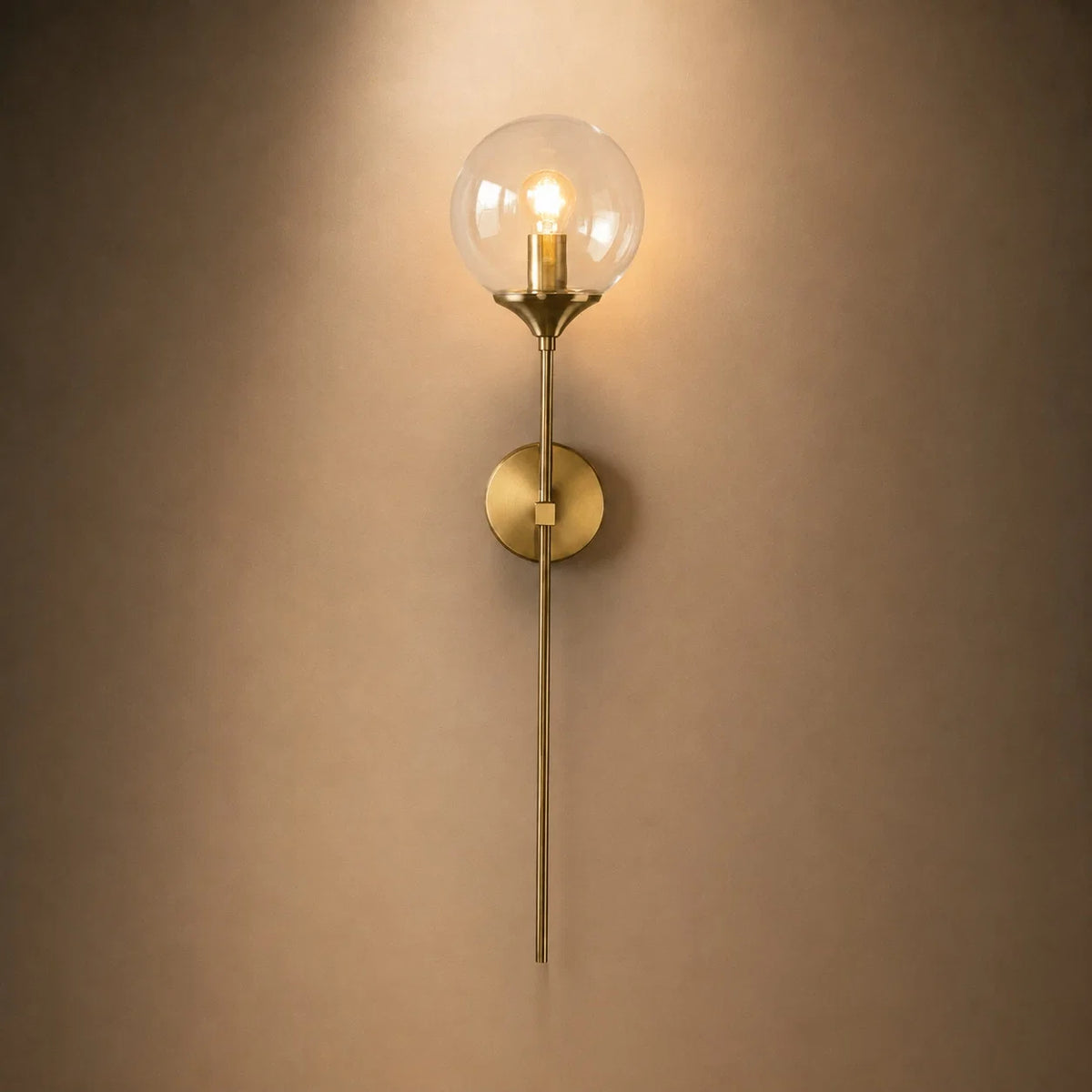 Wall Sconce Glass Shade & Metal Detailing