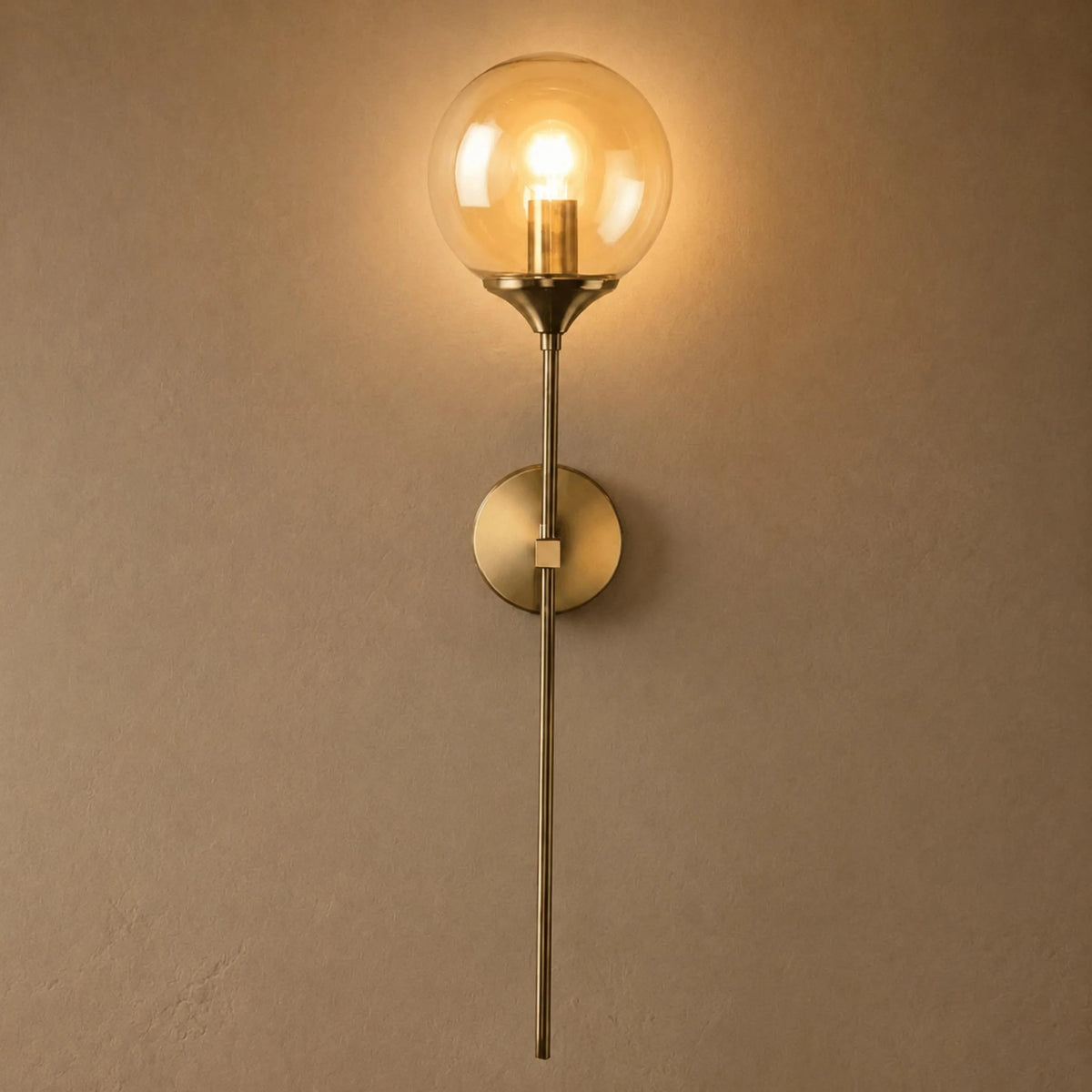 Wall Sconce Glass Shade & Metal Detailing