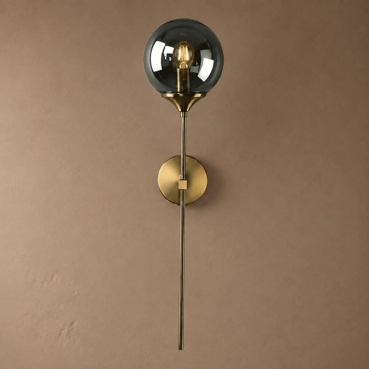 Wall Sconce Glass Shade & Metal Detailing