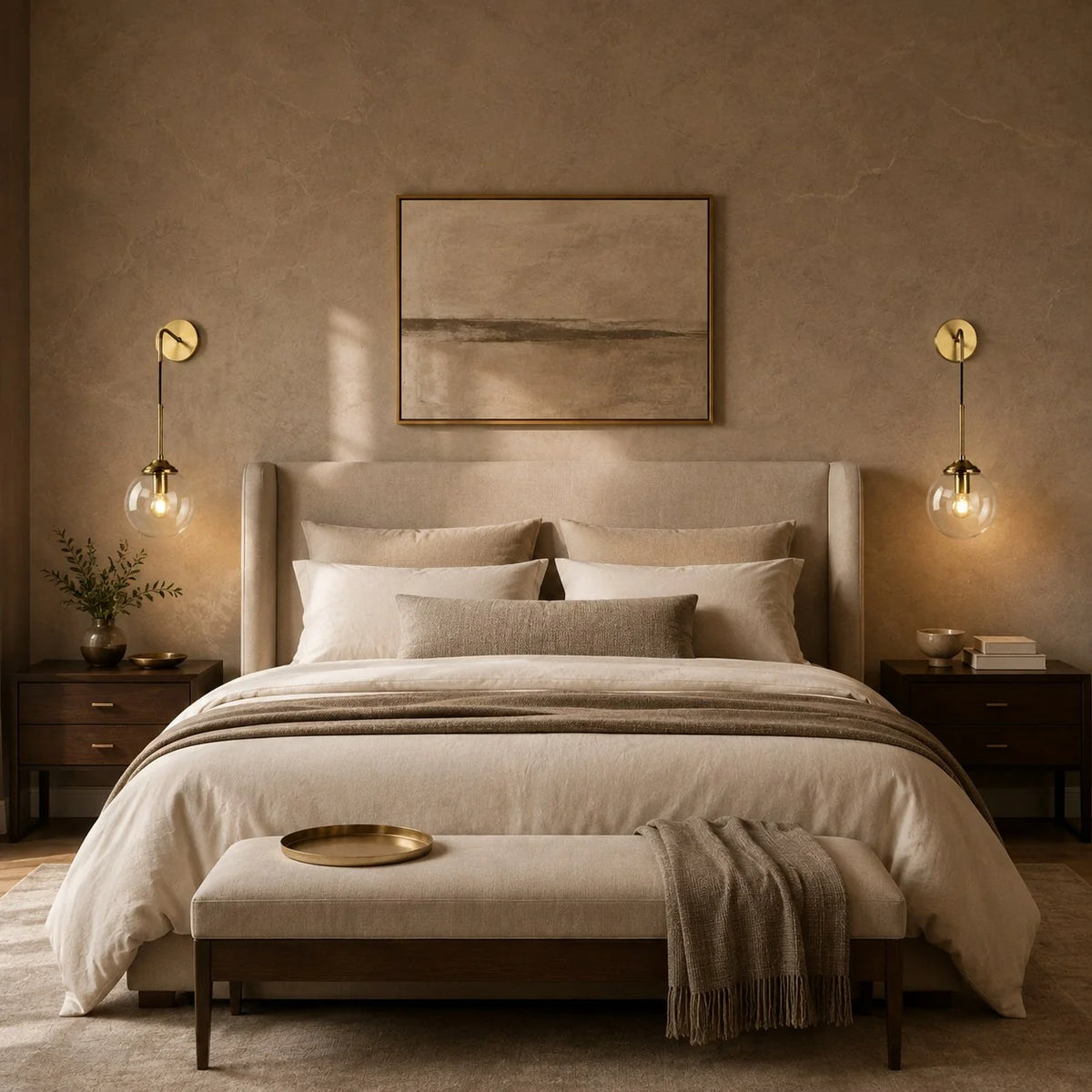 Wall Sconce Glass Shade & Metal Detailing