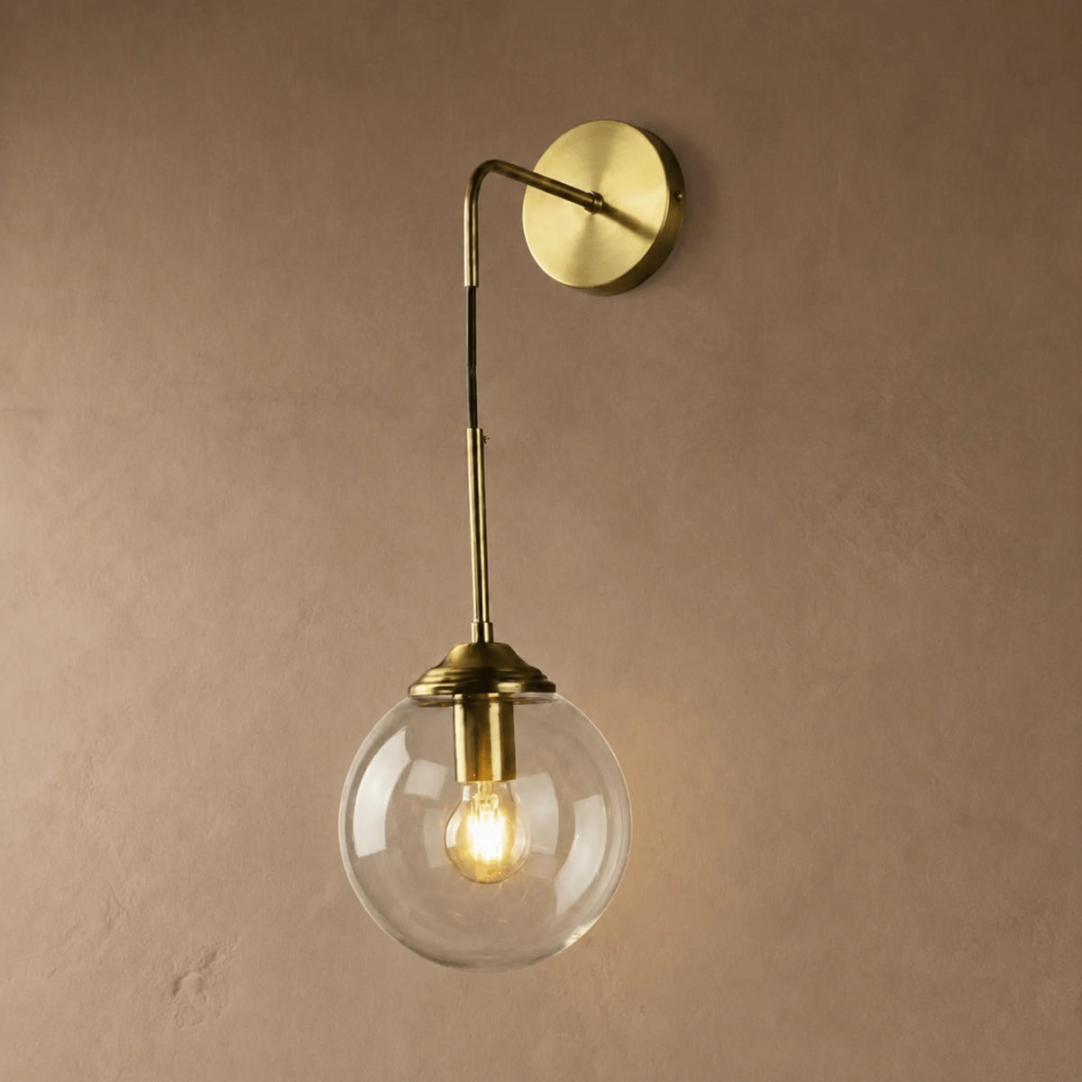 Wall Sconce Glass Shade & Metal Detailing