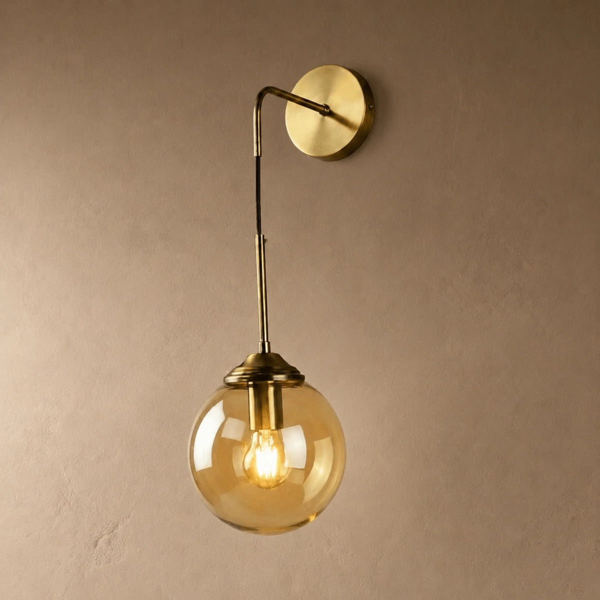 Wall Sconce Glass Shade & Metal Detailing