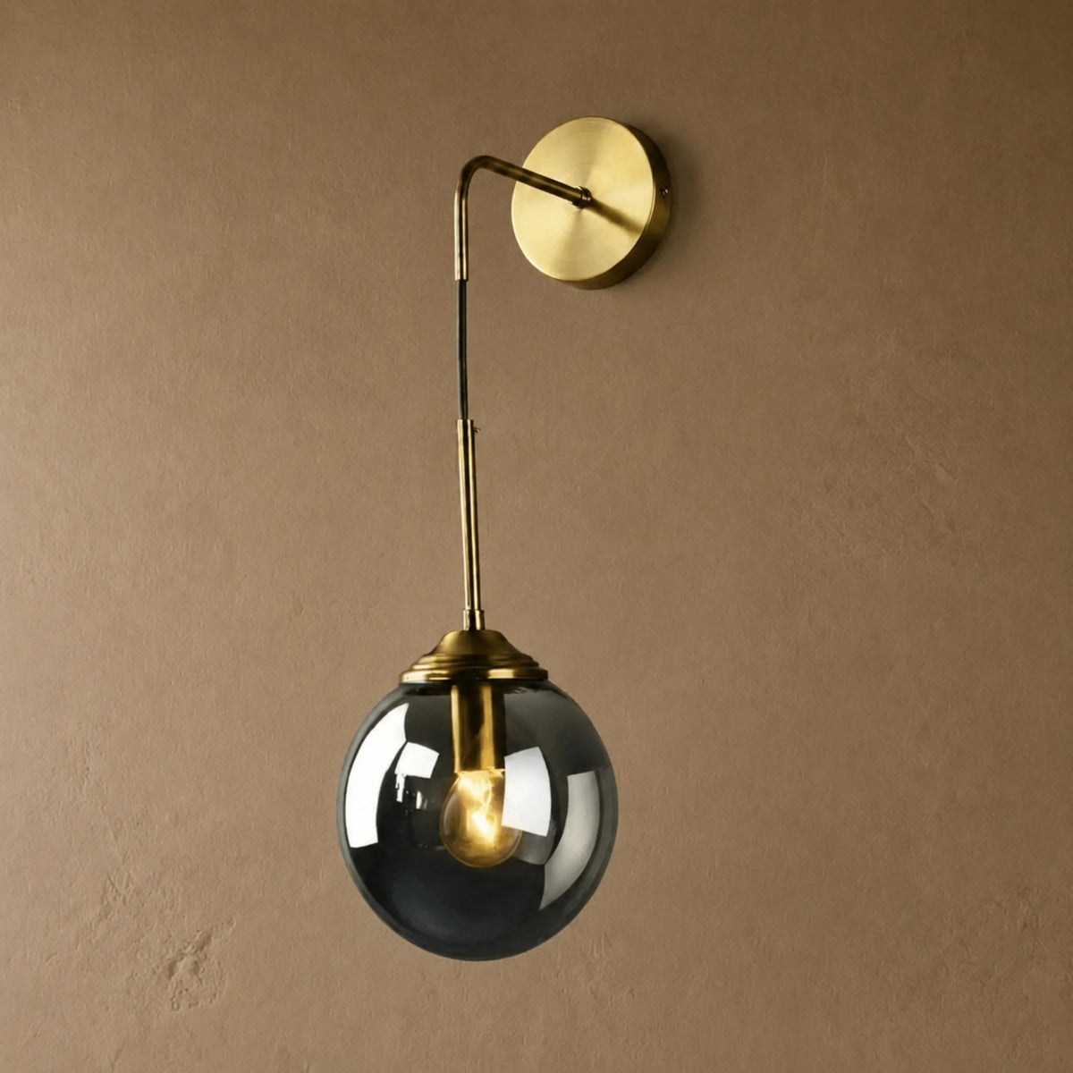 Wall Sconce Glass Shade & Metal Detailing