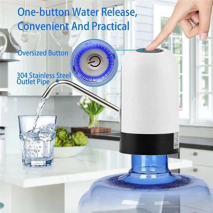 Water Dispenser One-Button USB Rechargeable Stainless Steel Spout