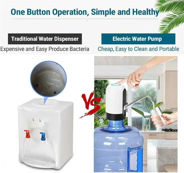 Water Dispenser One-Button USB Rechargeable Stainless Steel Spout