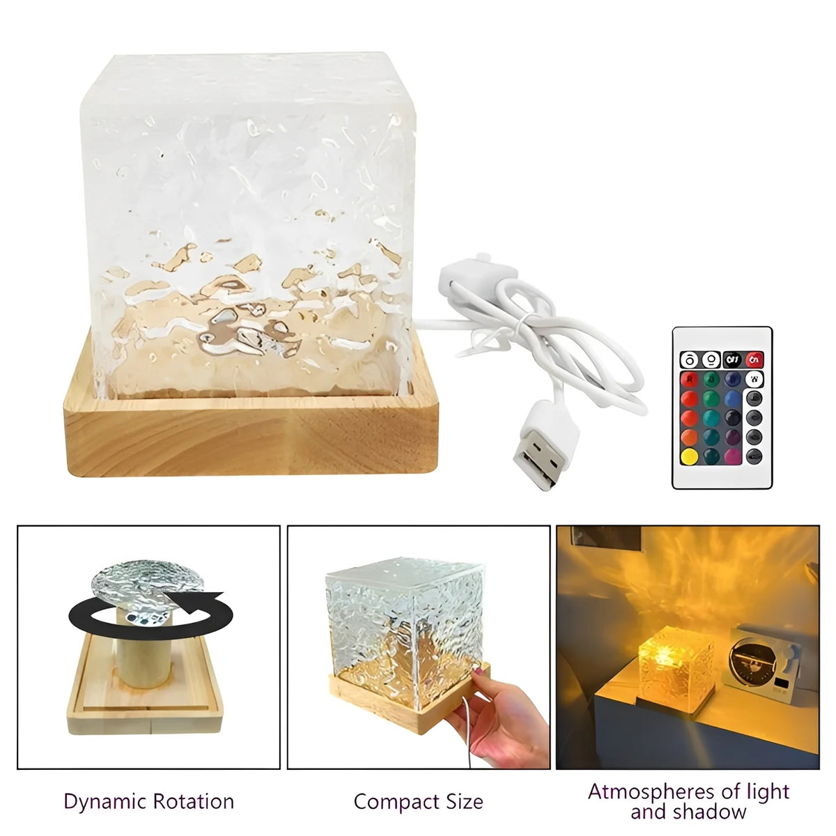 Wave Projector Light 16-Color Remote & Adjustable Brightness