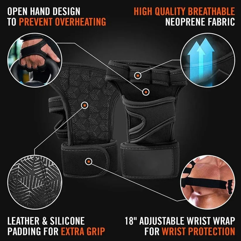 Weightlifting Gloves Fingerless Ventilated Padded Palm & Reinforced Seams