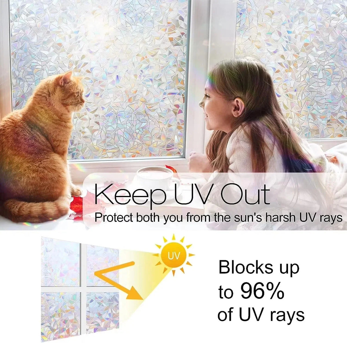 Window Film Rainbow Spectrum Static Cling UV-Filtering
