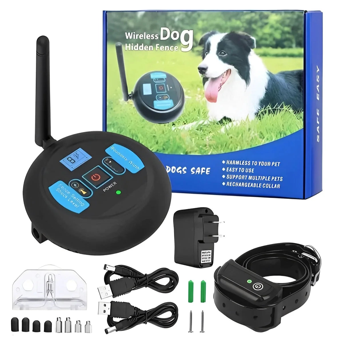 Wireless Dog Fence Adjustable Dial Range Waterproof Collar