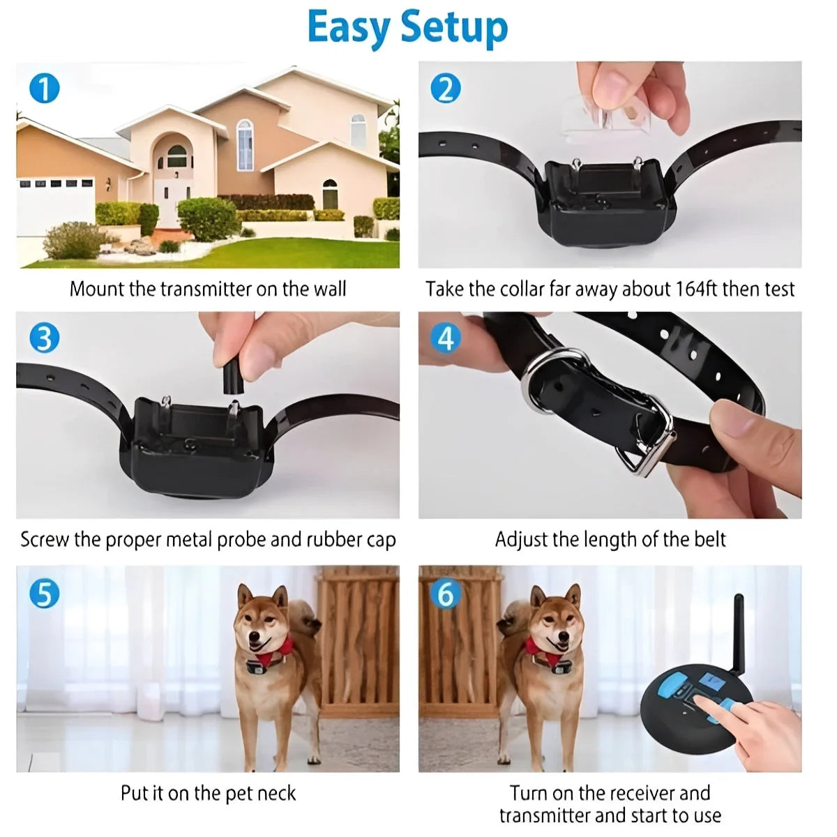 Wireless Dog Fence Adjustable Dial Range Waterproof Collar