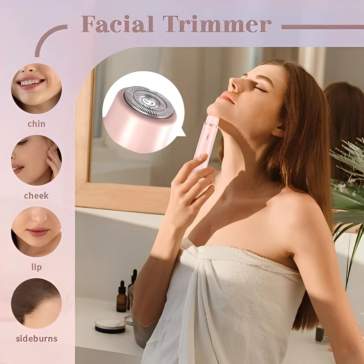 Women's Electric Shaver Interchangeable Heads IPX7 Cordless 90-Minute