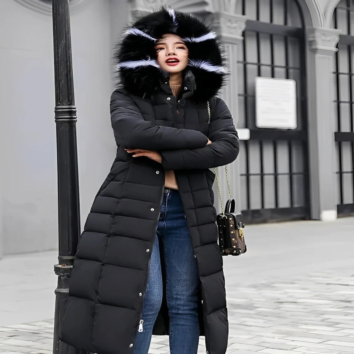 Women's Fitted Down Jacket Heat-Trapping Insulation & Wind-Blocking Shell