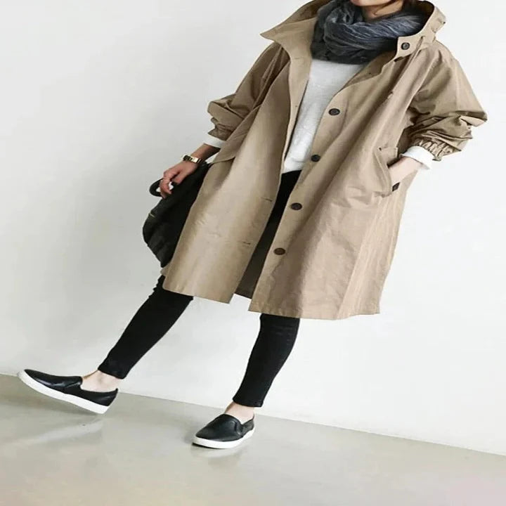 Women's Hooded Overcoat Water-Resistant Breathable Fabric & Tailored Fit