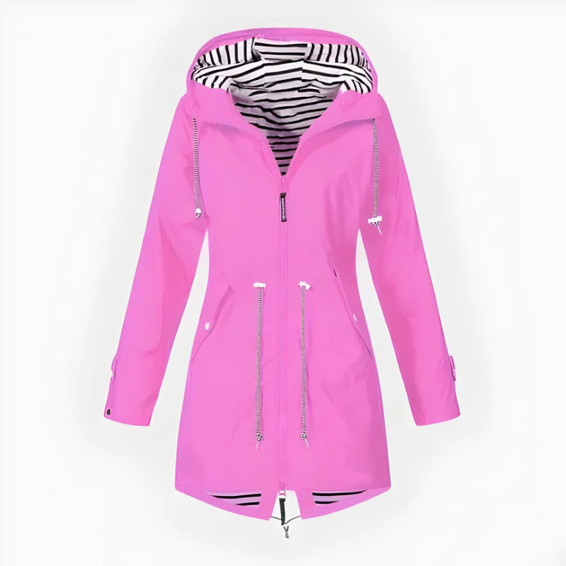 Women's Rain Jacket Long Hooded Waterproof & Breathable