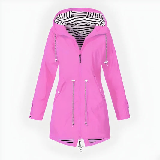 Women's Rain Jacket Long Hooded Waterproof & Breathable