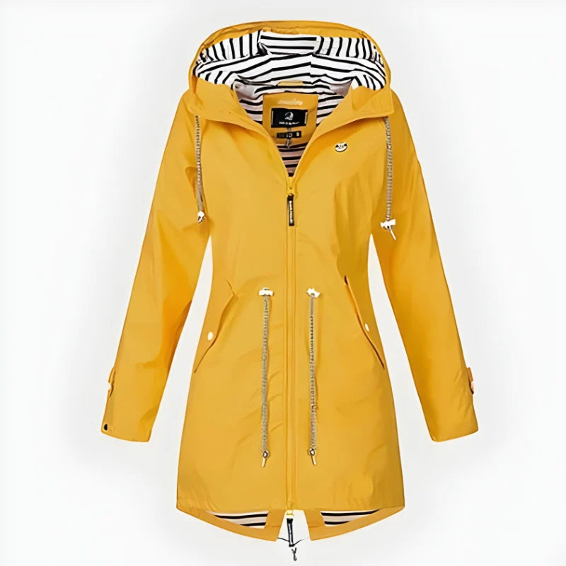 Women's Rain Jacket Long Hooded Waterproof & Breathable