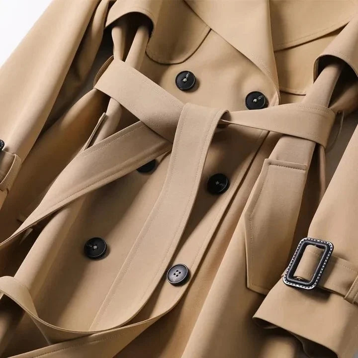 Women's Trench Coat Water-Repellent Belted Adjustable Waist & Cuffs