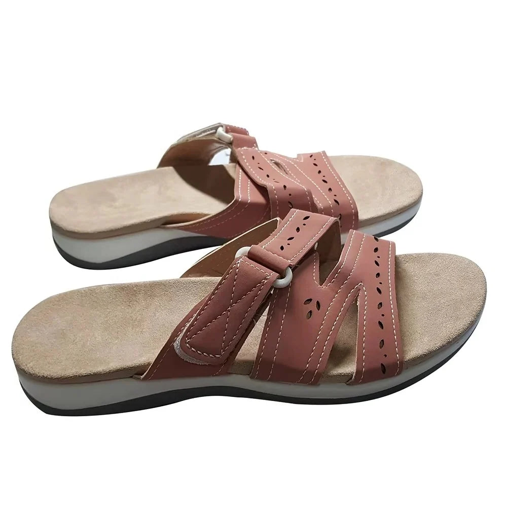 Women's Walking Sandals Breathable Hollow-Out Cushioned Insole Adjustable Strap