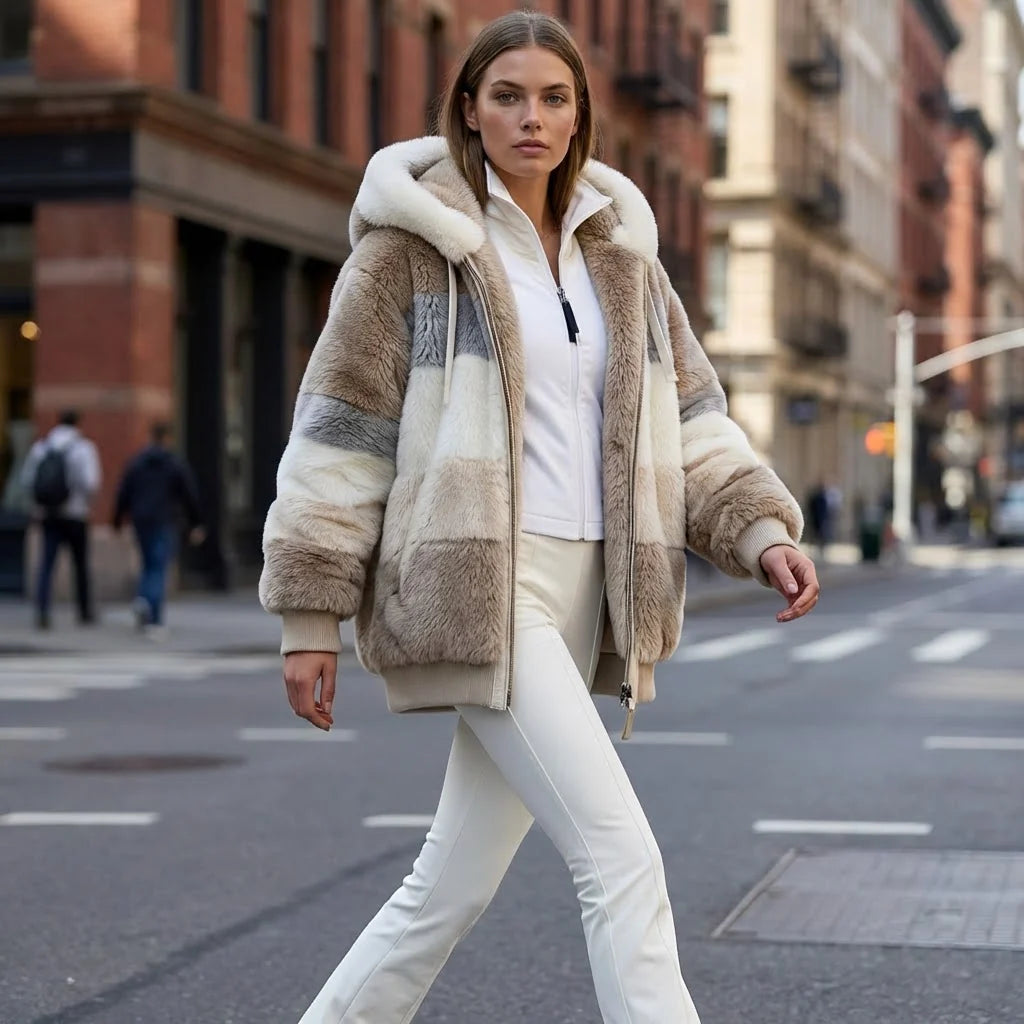 Women's Winter Coat Hooded Oversized Faux Fur Lined
