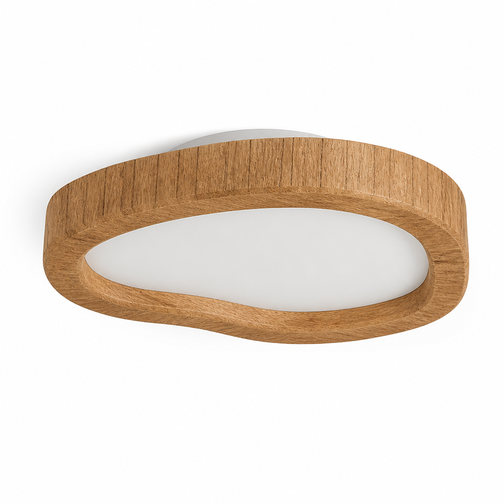 Wood-Effect Accents and Subtle Warm Glow Ceiling Lamp