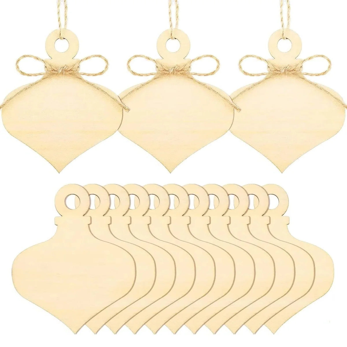 Wooden Heart Ornaments Smooth Unfinished Pre-Drilled Pack of 10