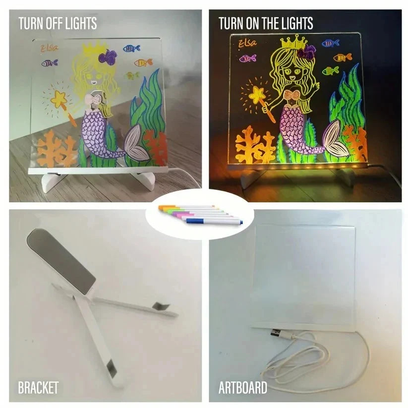 Writing Board LED USB Powered Includes 7 Markers & Cloth
